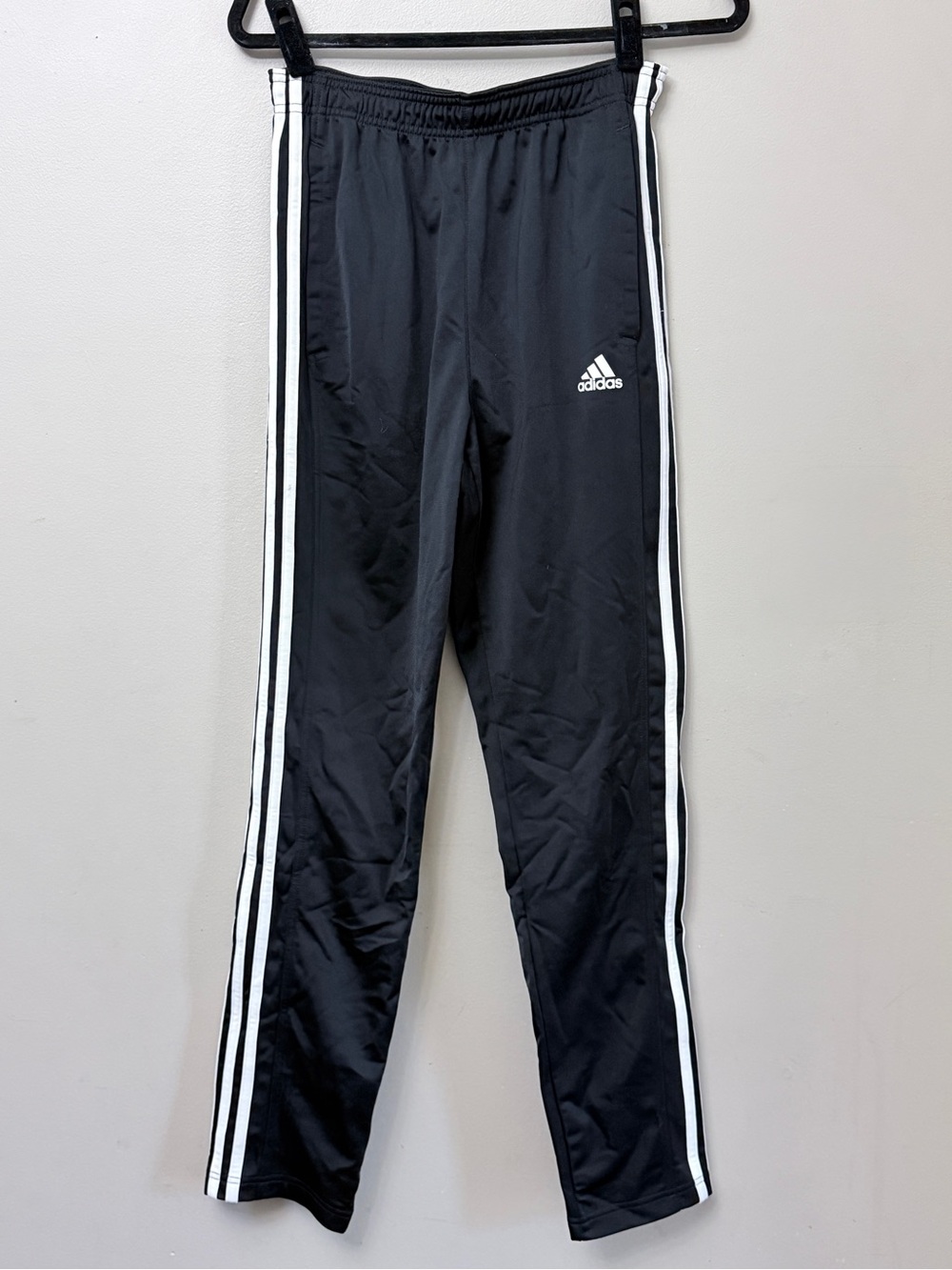 Adidas Black Track Pants with White Side Stripes